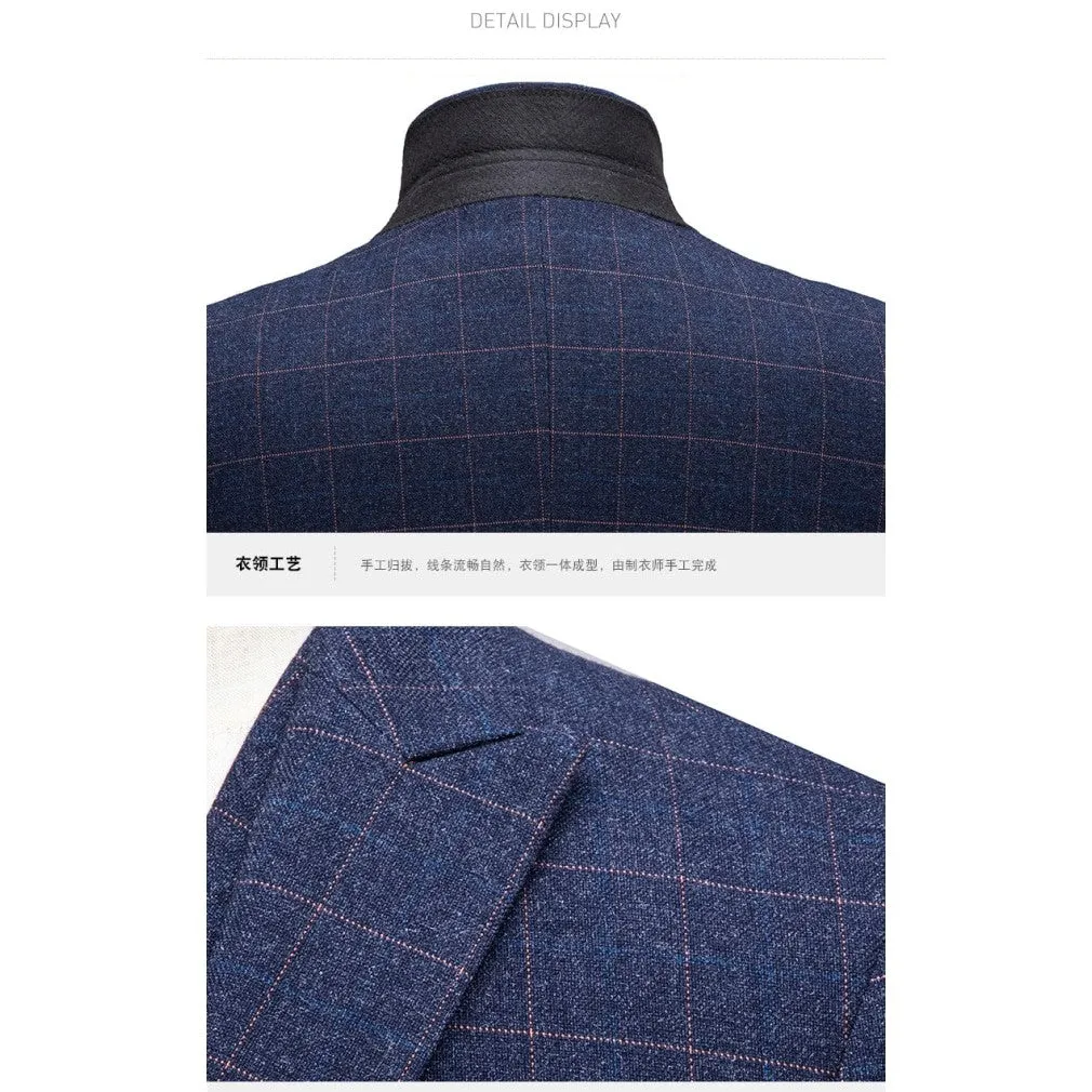 ContiNent 33 ( Jacket   Vest   Pants ) Boutique Fashion Lattice Formal Business Men's Suit Groom Wedding Dress Show Party Show Prom Male Suit