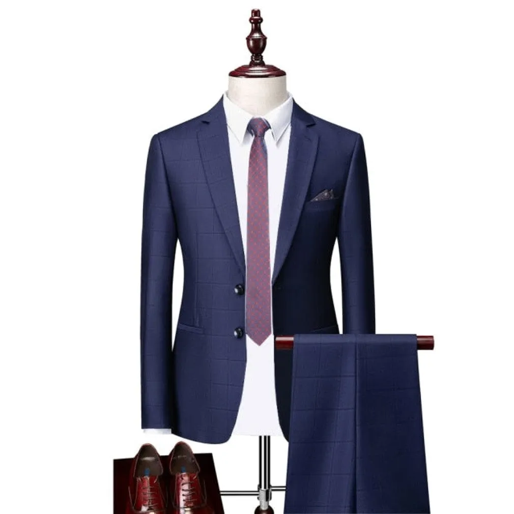 ContiNent 33 ( Jacket   Vest   Pants ) Boutique Fashion Lattice Formal Business Men's Suit Groom Wedding Dress Show Party Show Prom Male Suit