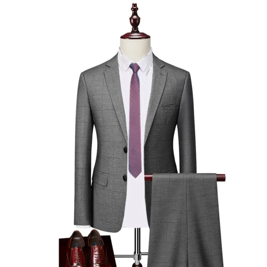 ContiNent 33 ( Jacket   Vest   Pants ) Boutique Fashion Lattice Formal Business Men's Suit Groom Wedding Dress Show Party Show Prom Male Suit
