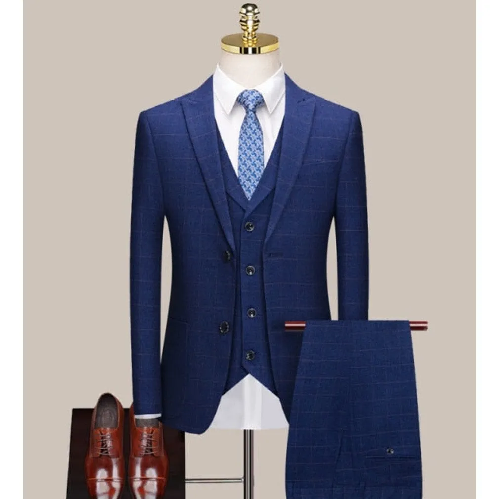 ContiNent 33 ( Jacket   Vest   Pants ) Boutique Fashion Lattice Formal Business Men's Suit Groom Wedding Dress Show Party Show Prom Male Suit