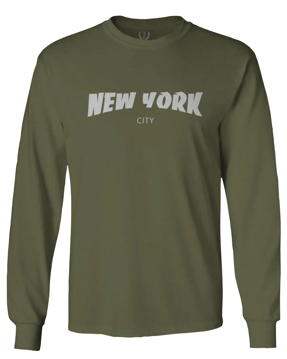 Cool Skateboarding New York City Fonts Good Vibe Graphic mens Long sleeve t shirt