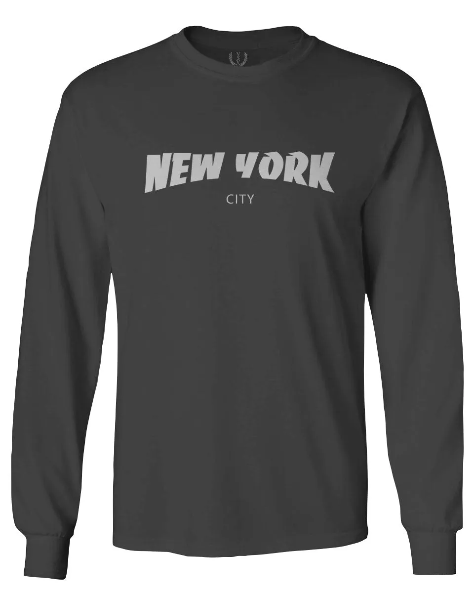 Cool Skateboarding New York City Fonts Good Vibe Graphic mens Long sleeve t shirt