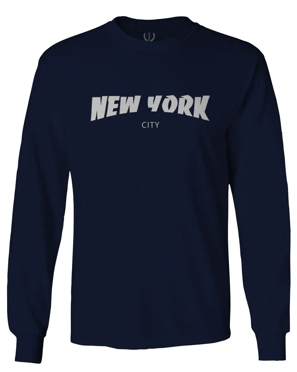Cool Skateboarding New York City Fonts Good Vibe Graphic mens Long sleeve t shirt