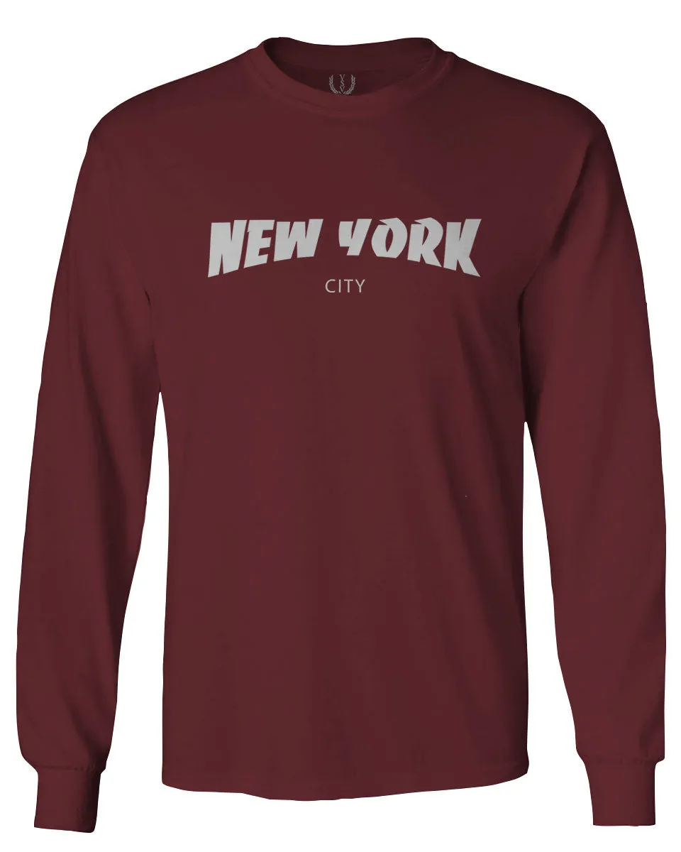 Cool Skateboarding New York City Fonts Good Vibe Graphic mens Long sleeve t shirt