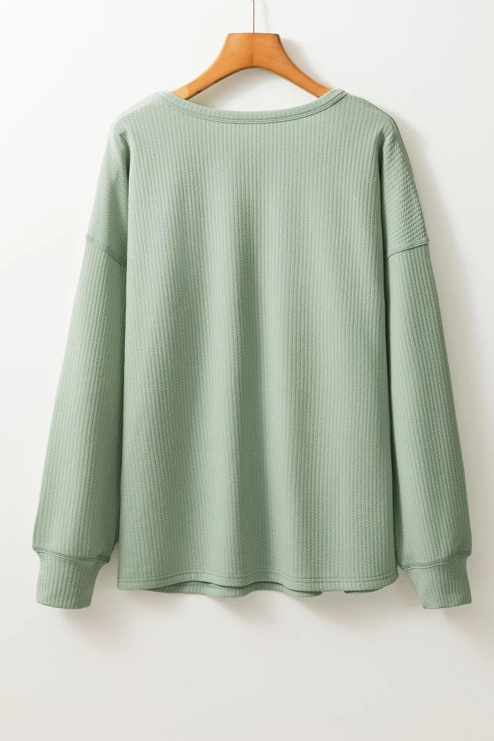 Corded Drop Shoulder Long Sleeve Top