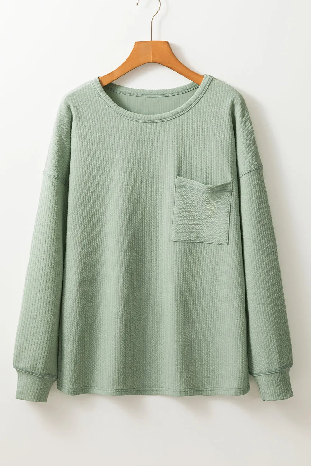 Corded Drop Shoulder Long Sleeve Top