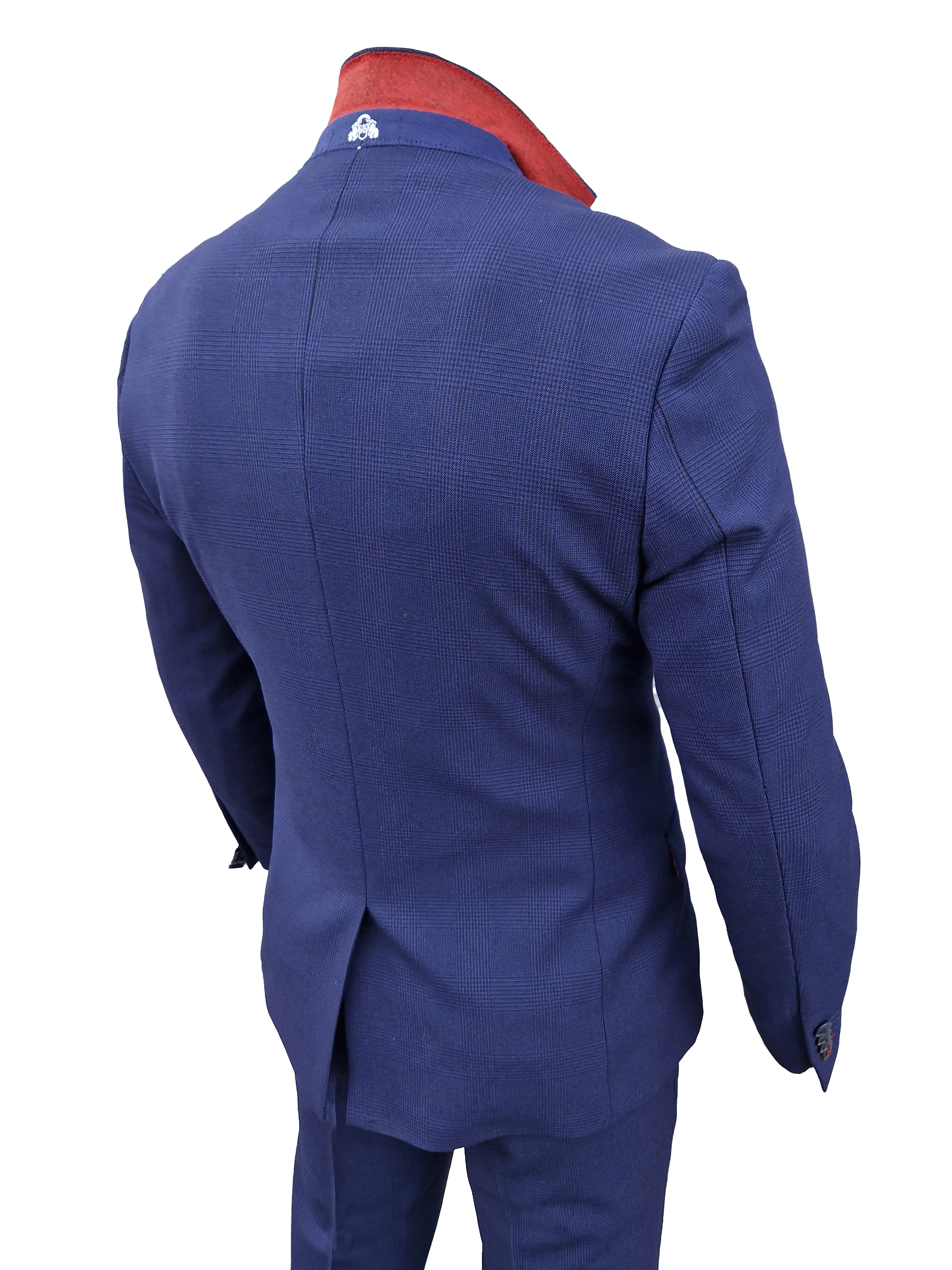 Costume pour homme à carreaux bleu foncé en 3 pièces - Costume Bromley Marine