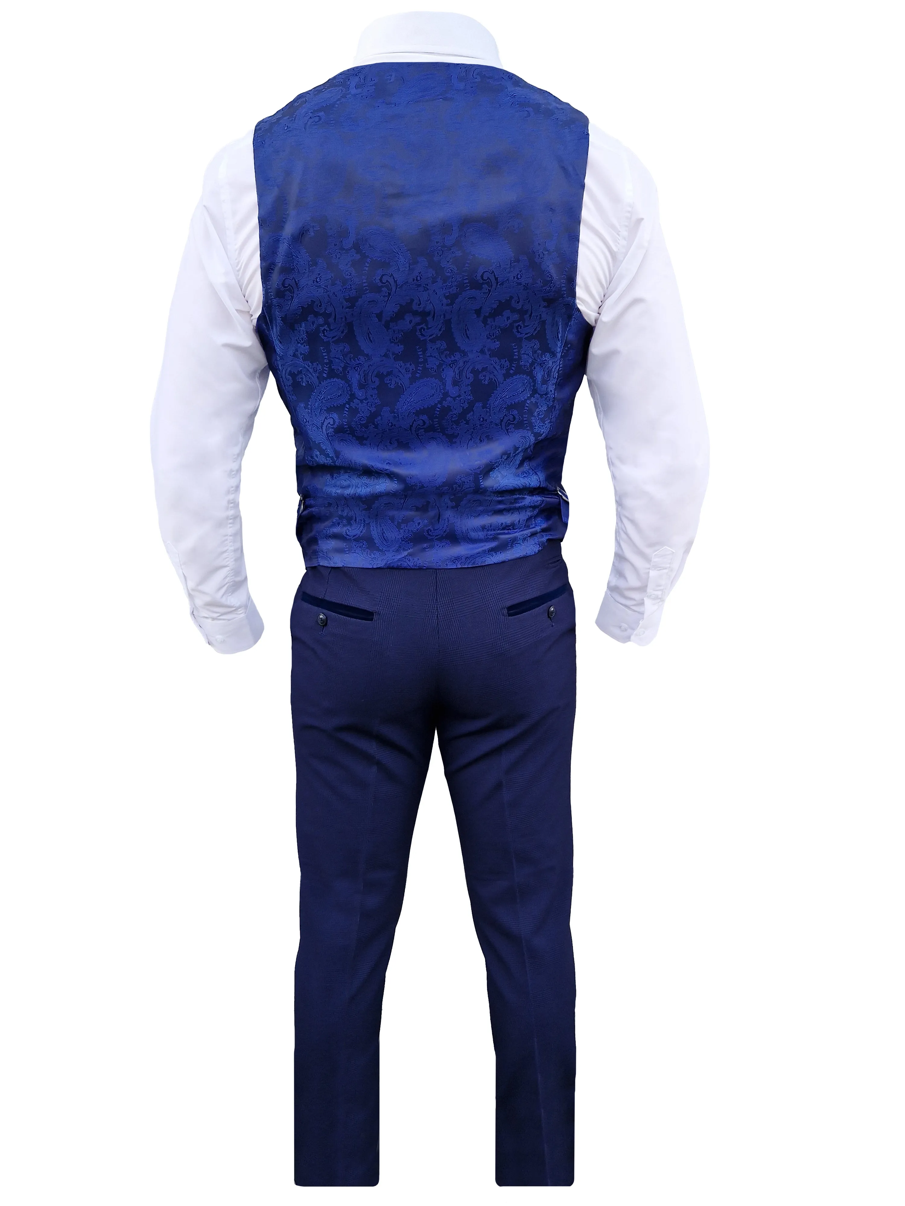 Costume pour homme à carreaux bleu foncé en 3 pièces - Costume Bromley Marine