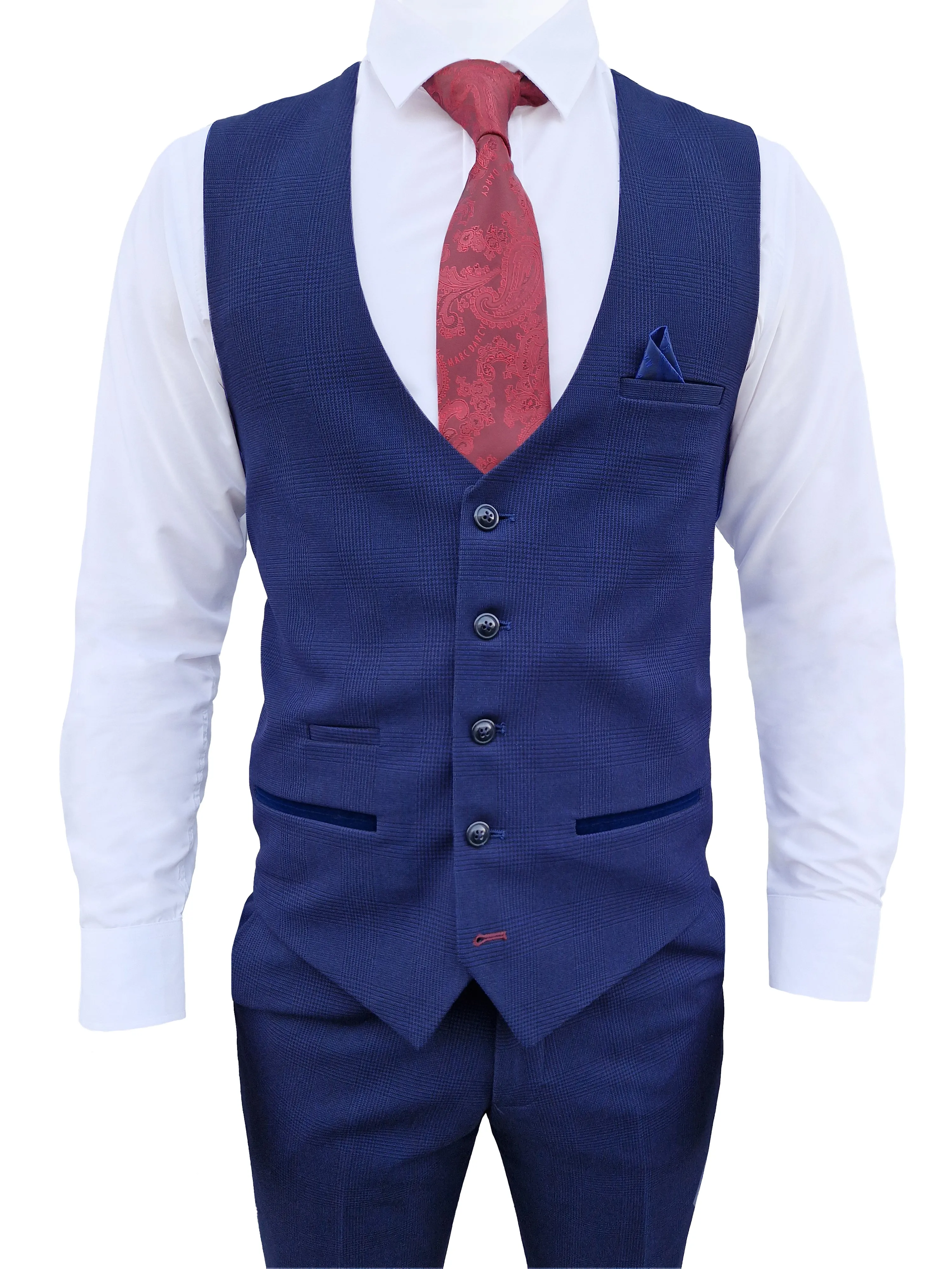 Costume pour homme à carreaux bleu foncé en 3 pièces - Costume Bromley Marine