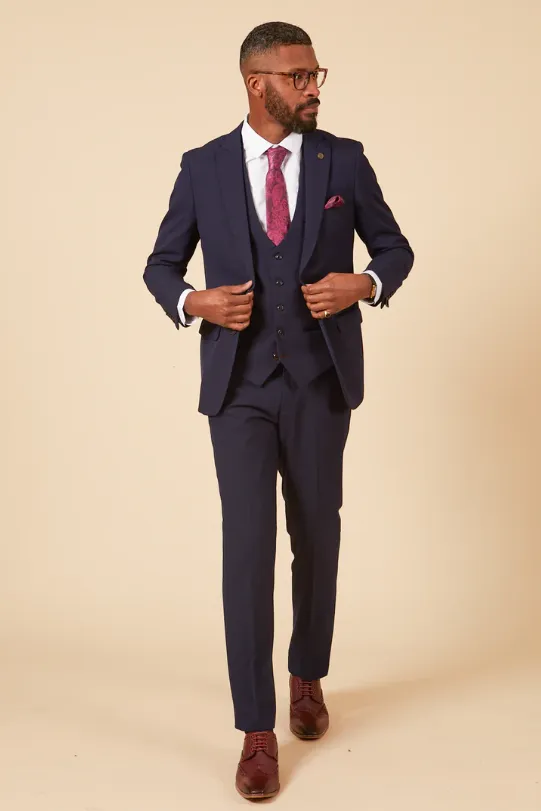 Costume pour homme à carreaux bleu foncé en 3 pièces - Costume Bromley Marine