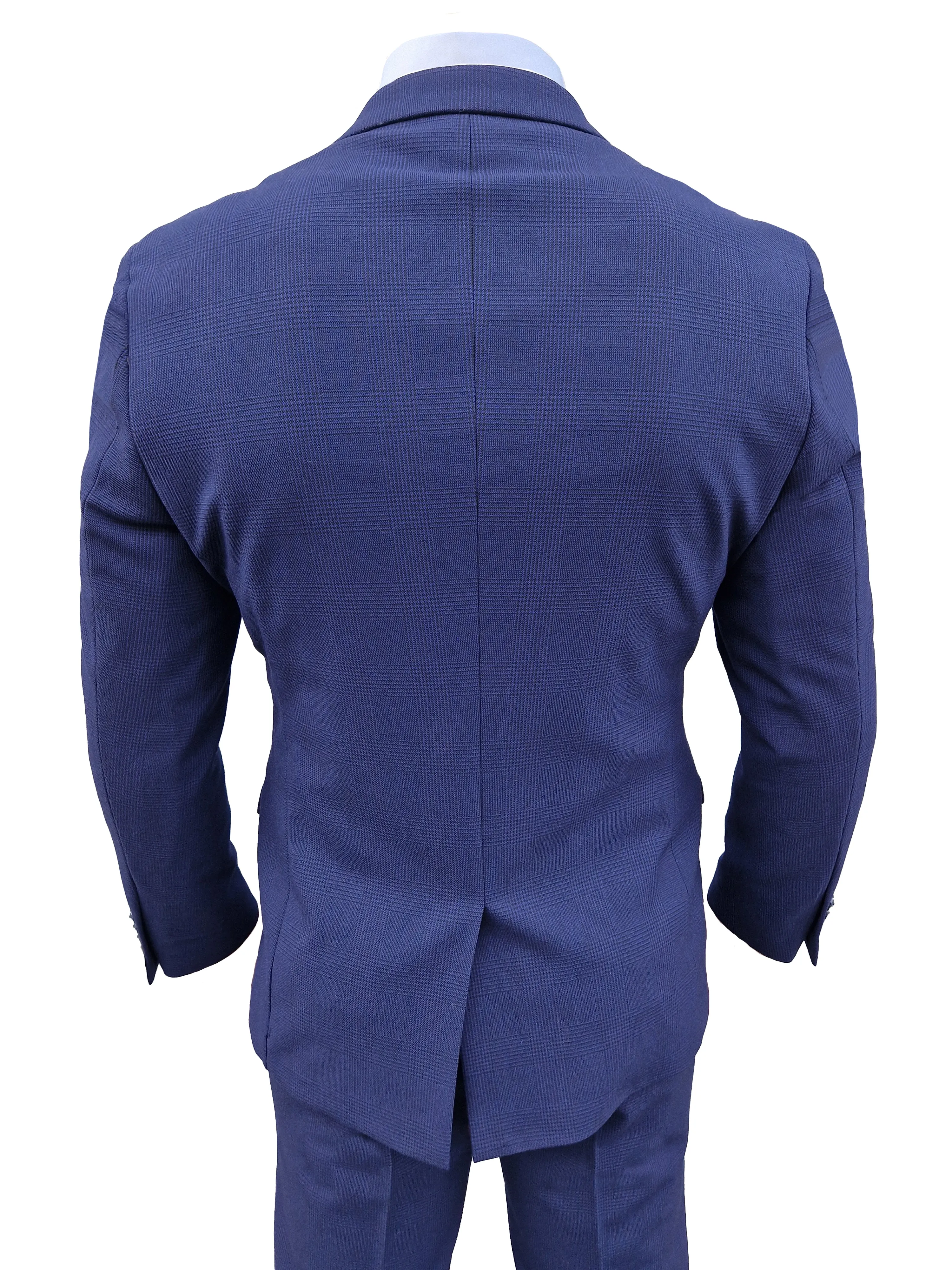 Costume pour homme à carreaux bleu foncé en 3 pièces - Costume Bromley Marine