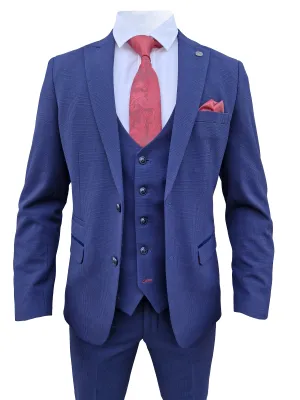 Costume pour homme à carreaux bleu foncé en 3 pièces - Costume Bromley Marine