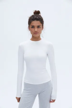 Cotton Long Sleeve Top - White