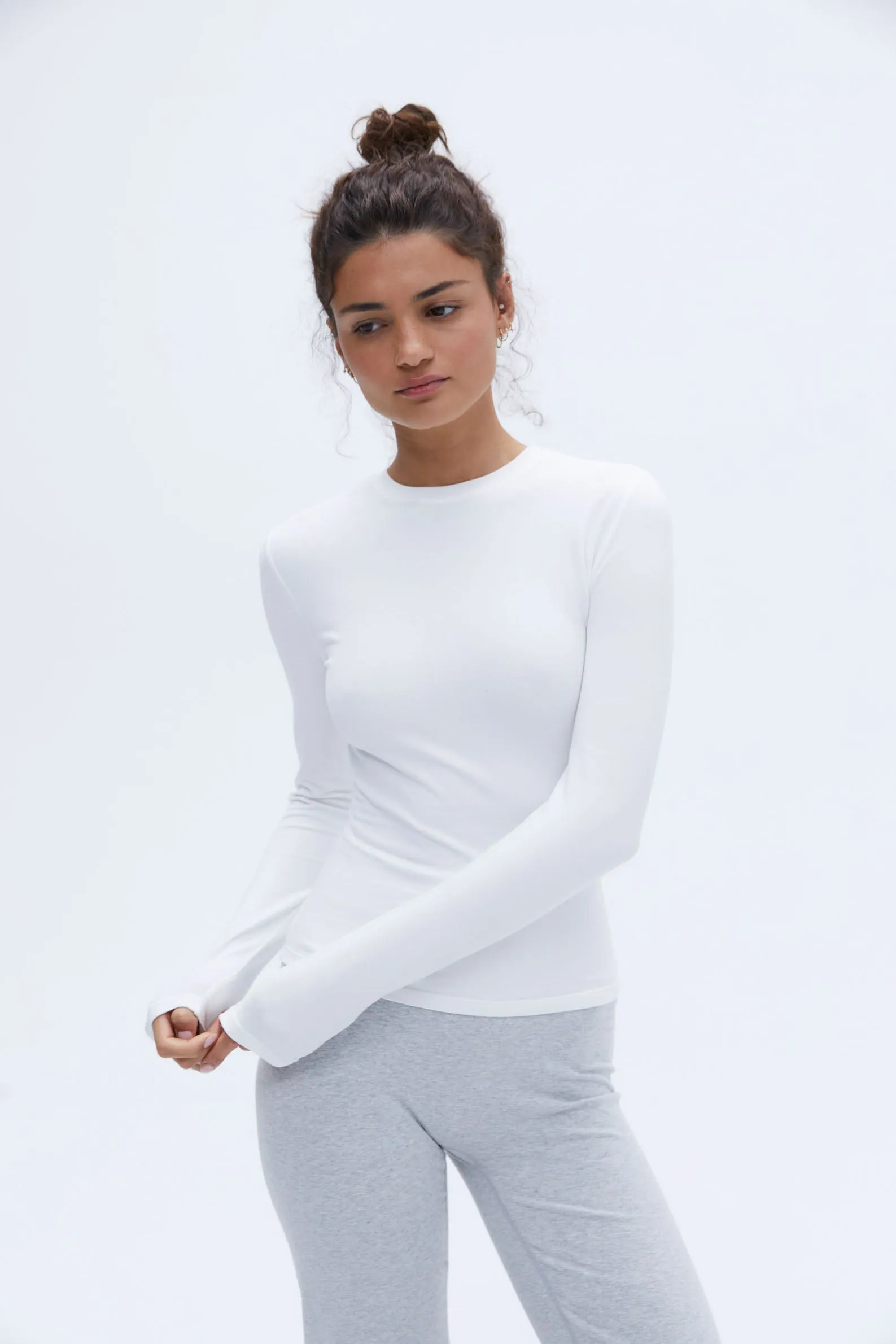 Cotton Long Sleeve Top - White