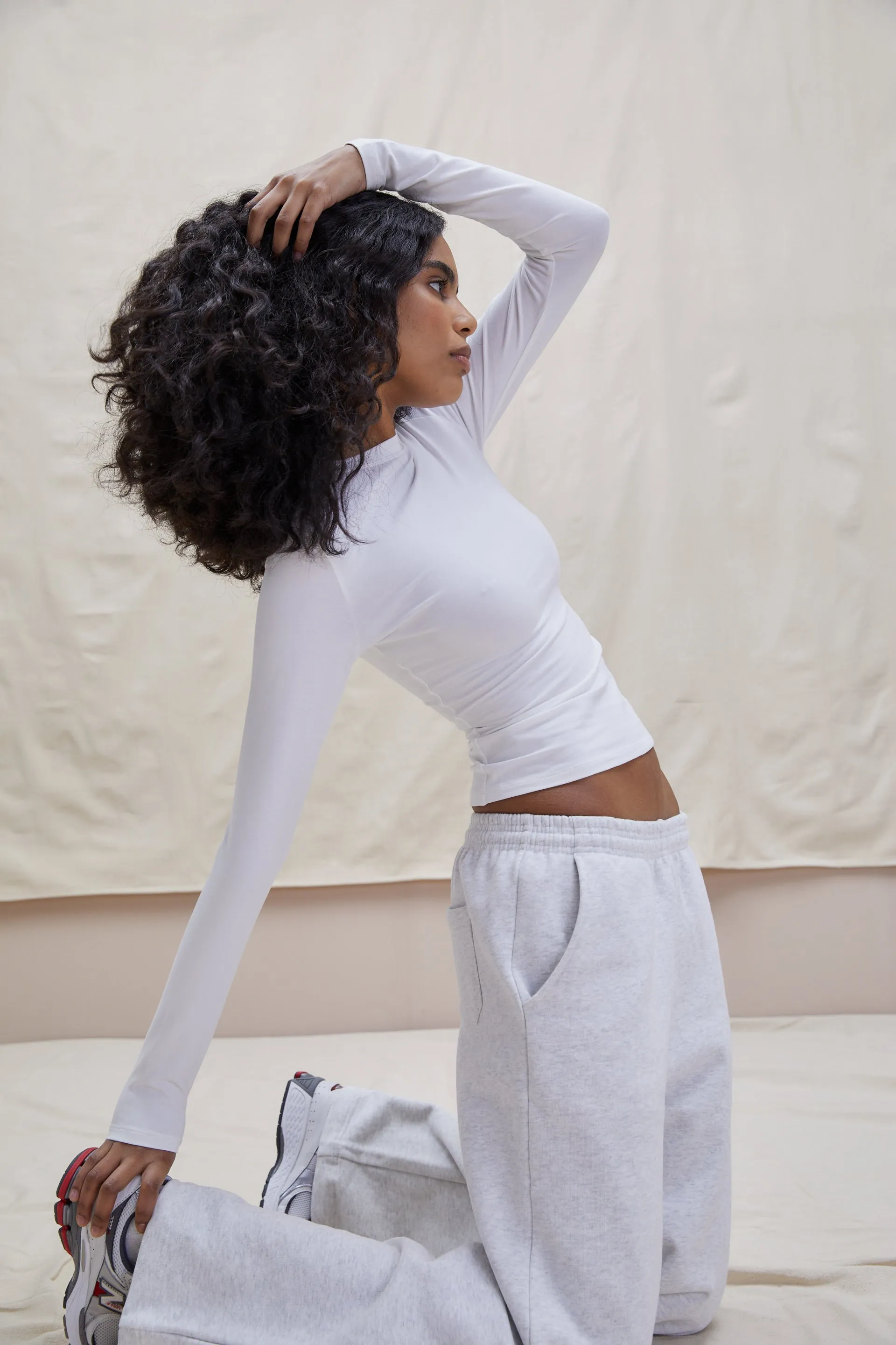 Cotton Long Sleeve Top - White