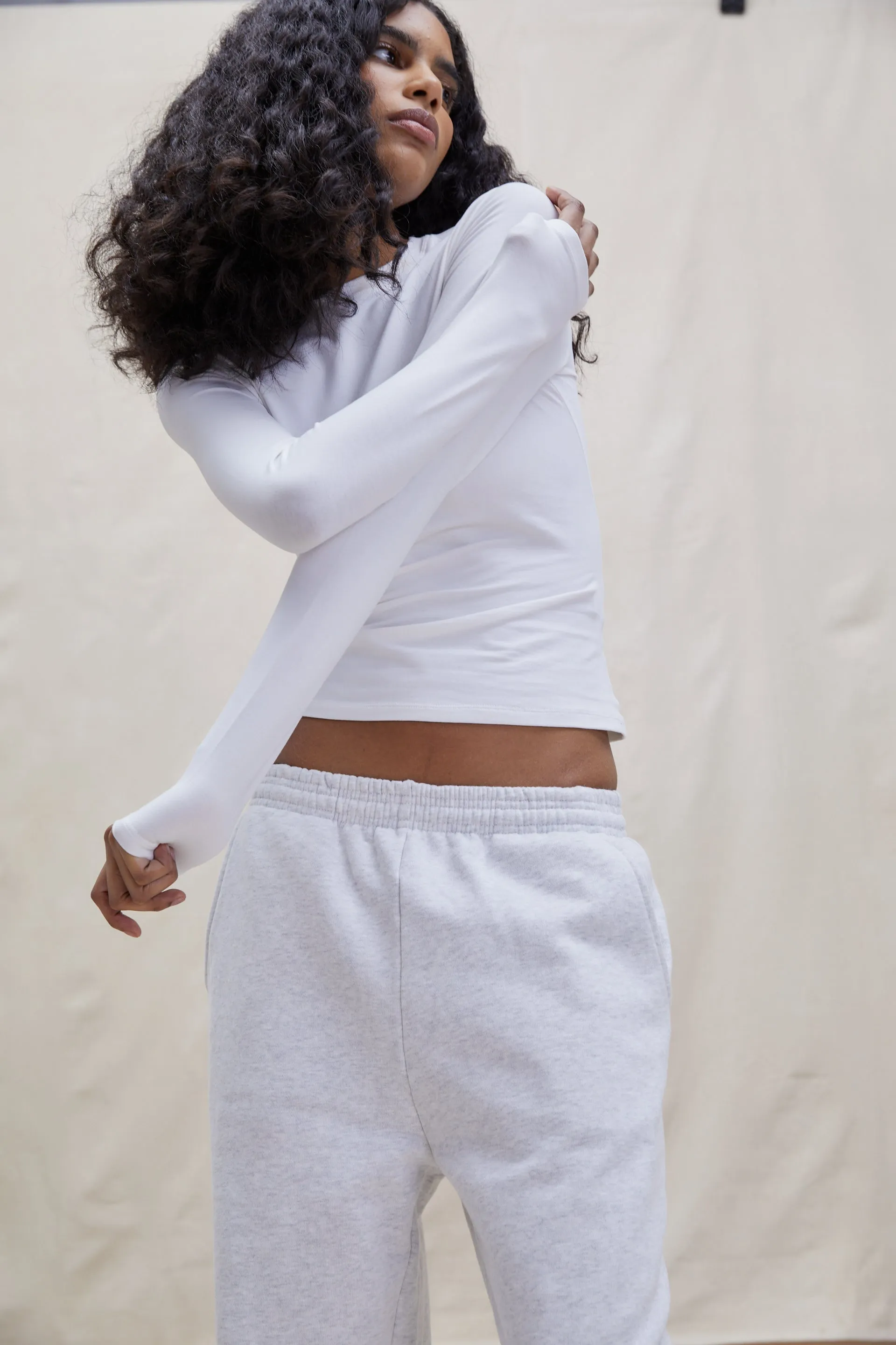 Cotton Long Sleeve Top - White