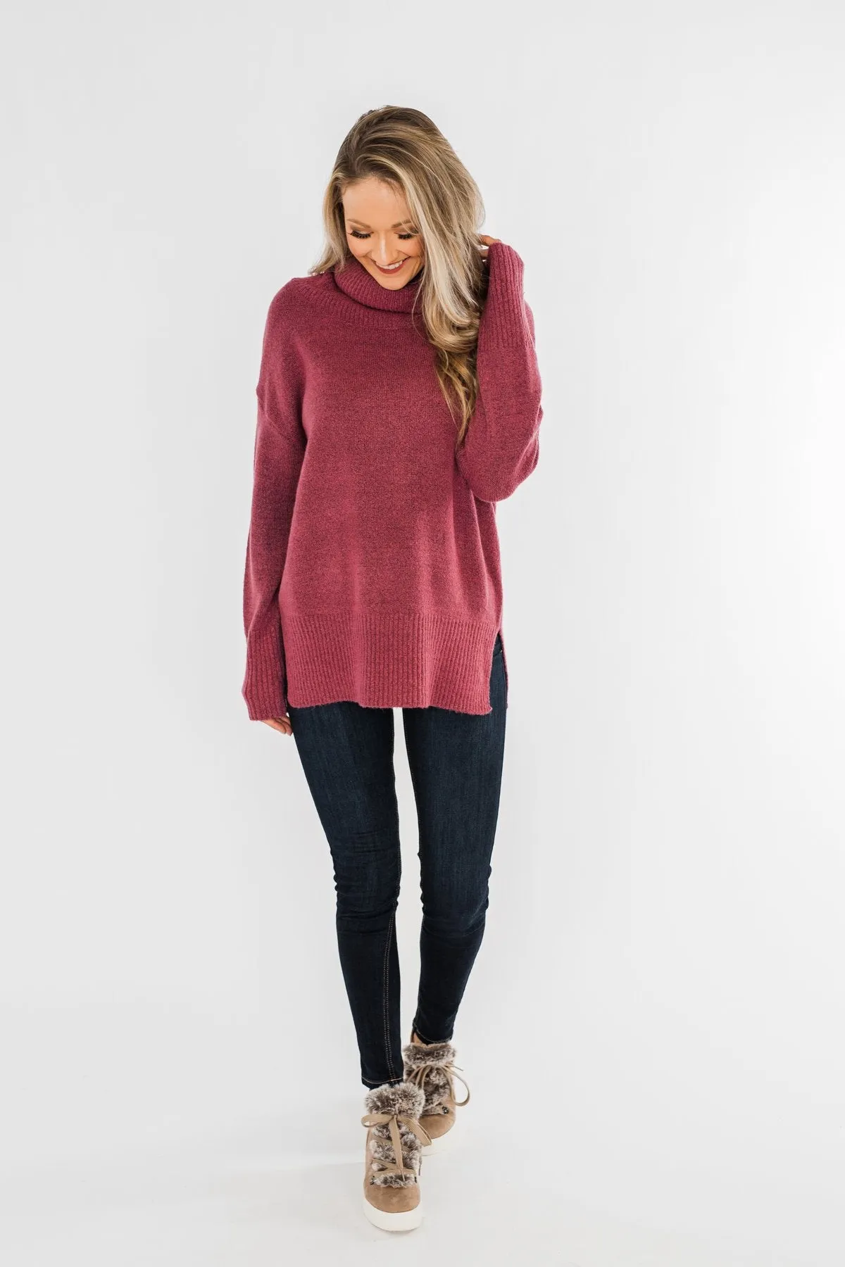 Counting Every Blessing Sweater- Dark Mauve Purple
