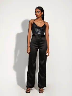 Cowl Back Neck Tie Up Top