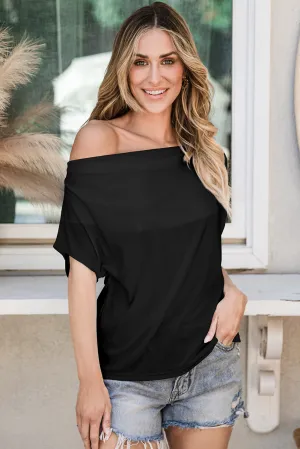 Cowl Neck Bat Sleeve T Shirt
