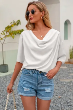 Cowl Neck Blouse White