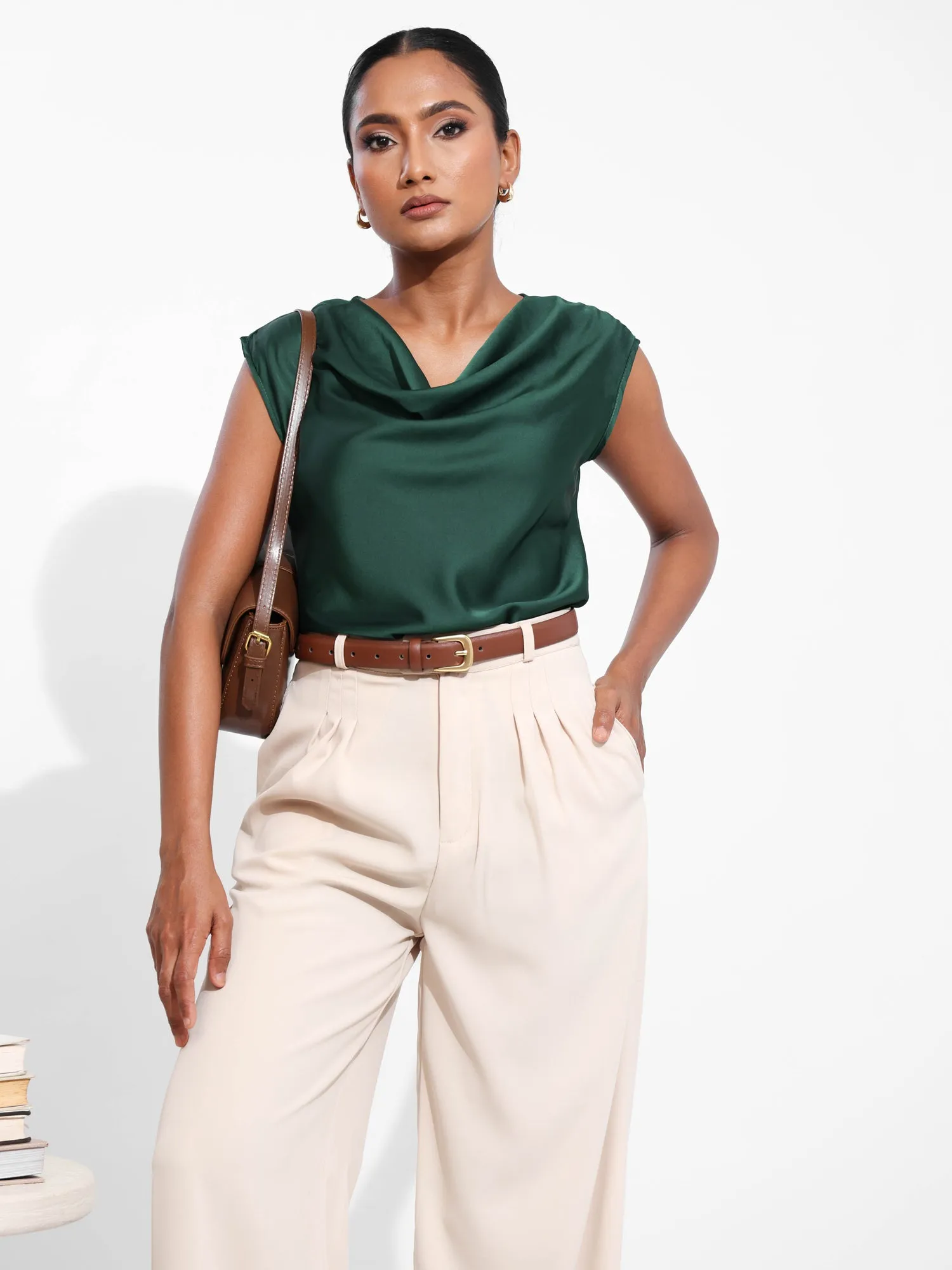 Cowl Neck Satin Top