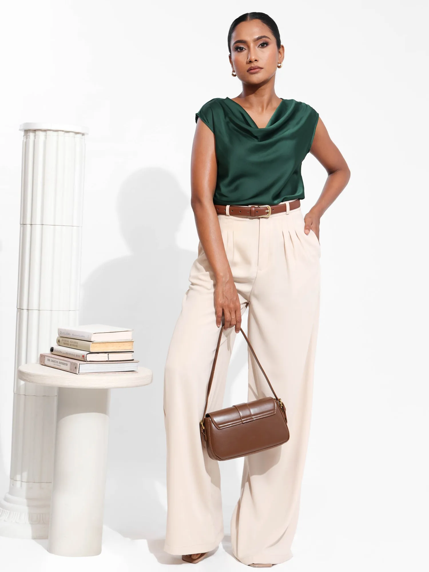 Cowl Neck Satin Top