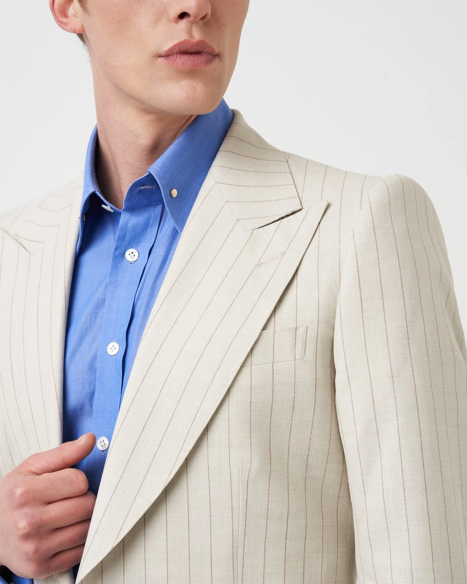 Cream and Brown Pinstripe Suit