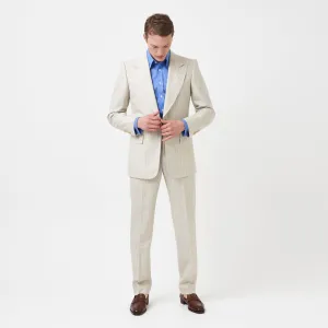Cream and Brown Pinstripe Suit