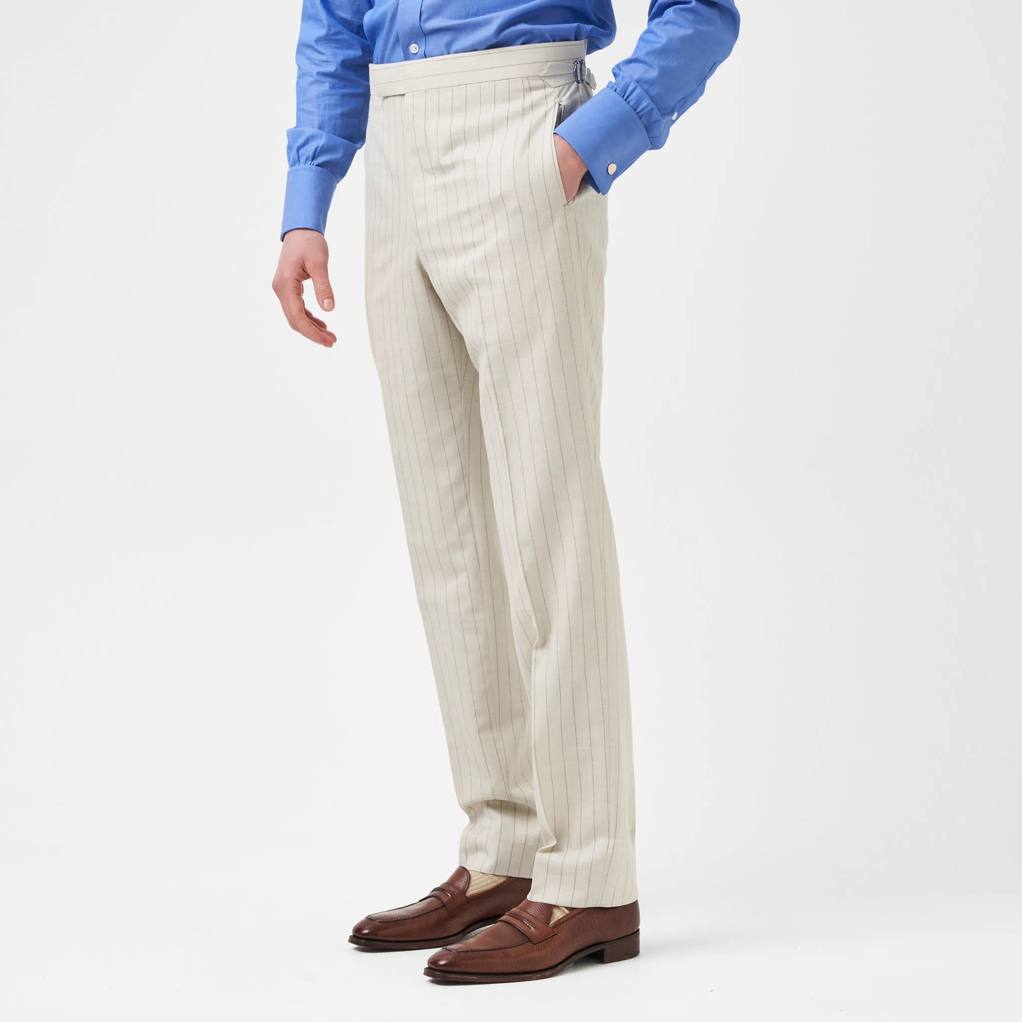 Cream and Brown Pinstripe Suit