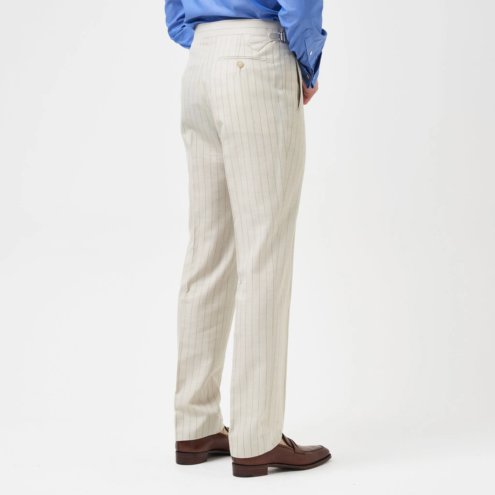 Cream and Brown Pinstripe Suit