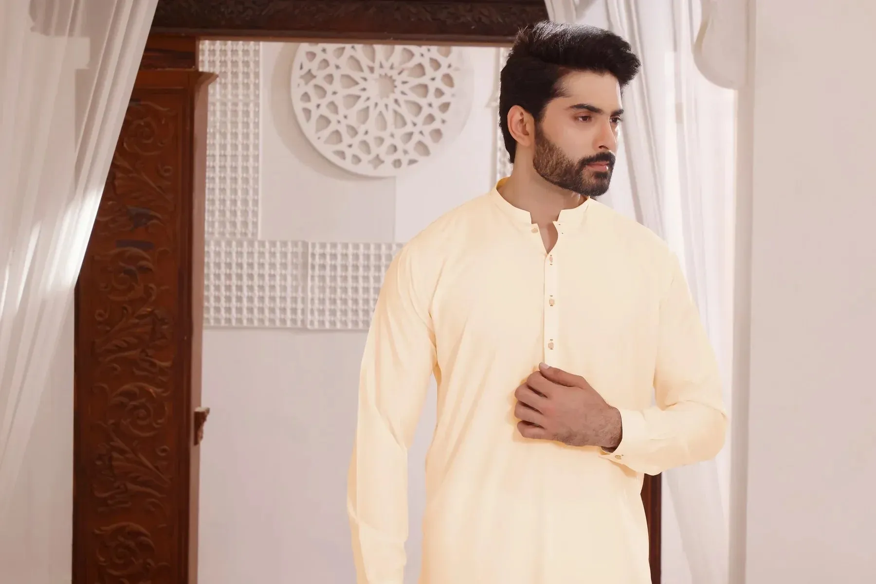 Cream Coconut Butter: Refined Shalwar Kameez