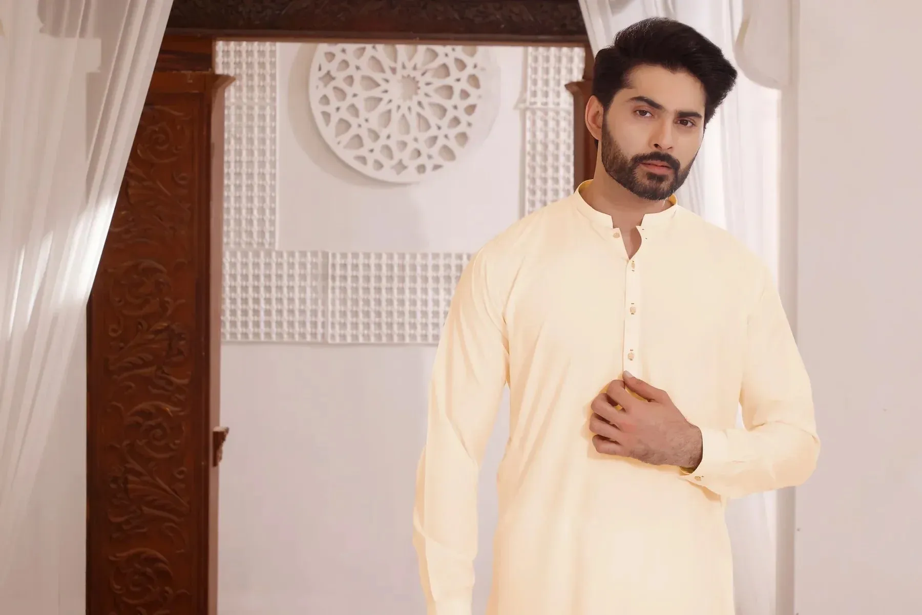 Cream Coconut Butter: Refined Shalwar Kameez