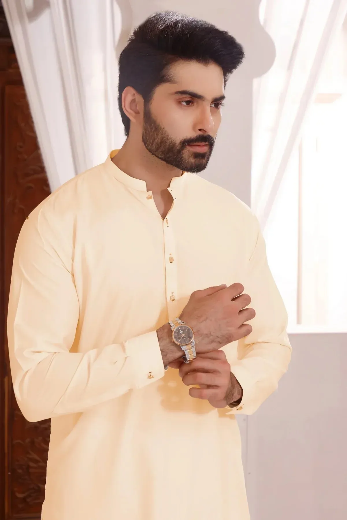Cream Coconut Butter: Refined Shalwar Kameez
