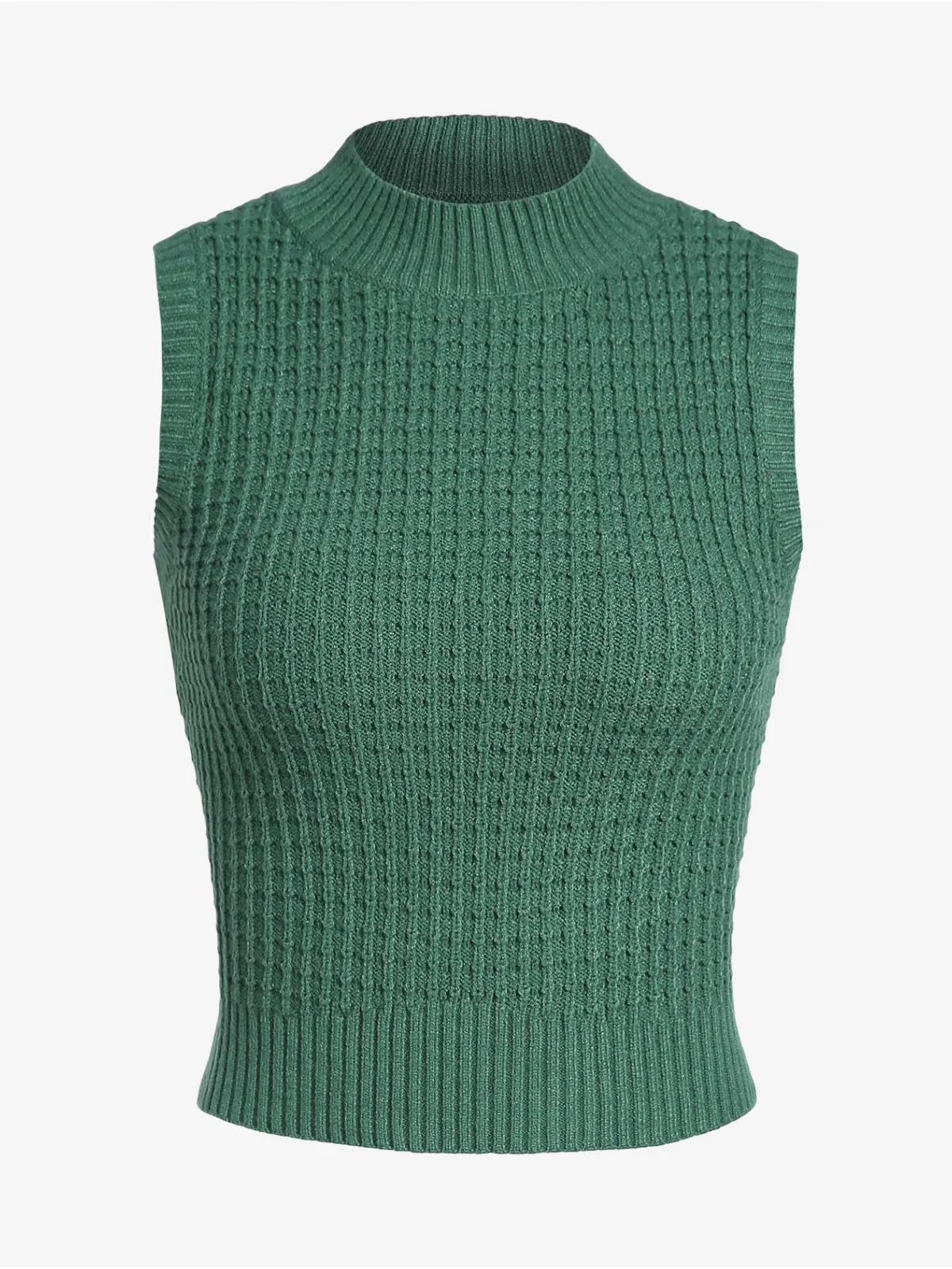 Crew Neck Sleeveless Knit Sweater