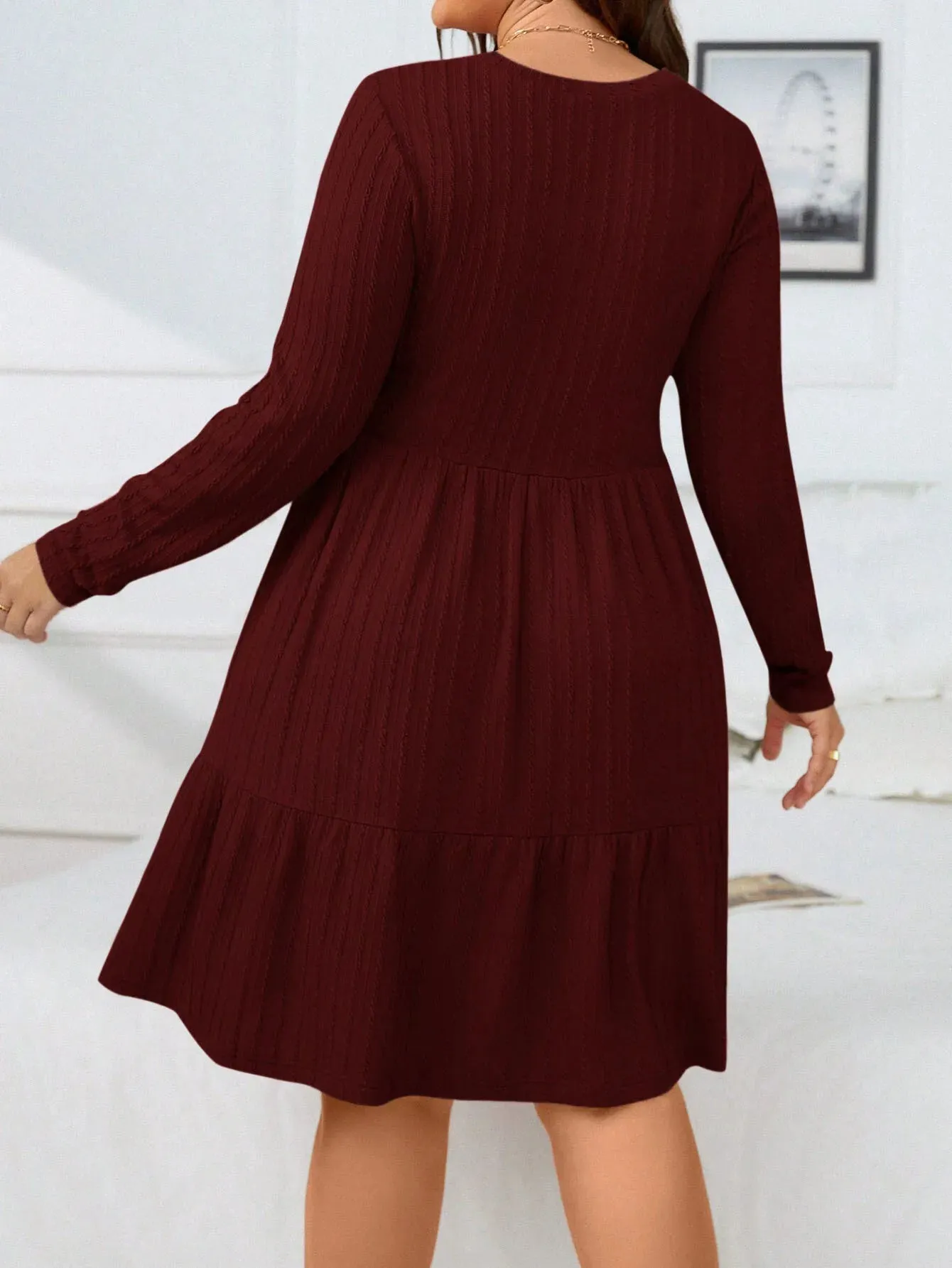 CrimsonCozy Plus Size Knitted Sweater Dress