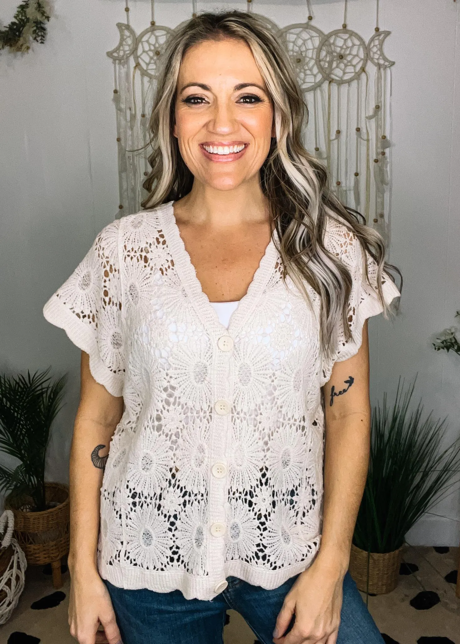 Crochet Laced Button Down