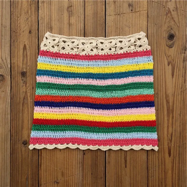 Daisy Chain Mini Skirt Colorful Beach Bikini Swim Bathing Suit Cover Up Beachwear