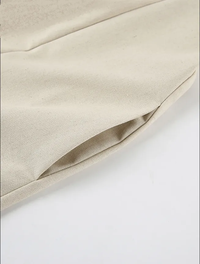 Daria® | Khaki Linen A-Line Dress With Pockets