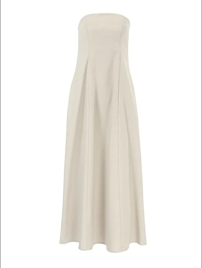 Daria® | Khaki Linen A-Line Dress With Pockets