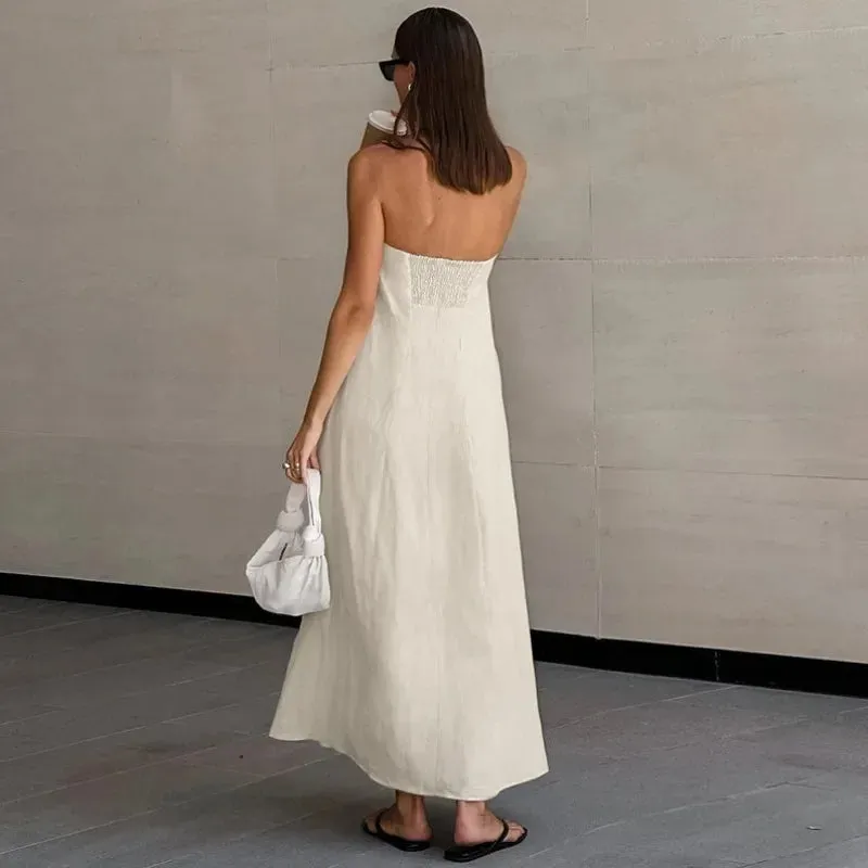 Daria® | Khaki Linen A-Line Dress With Pockets