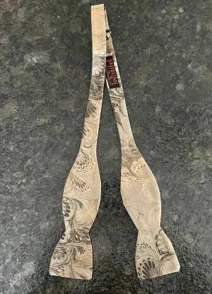 Dark beige bouquet  3” silk water marbled bow tie