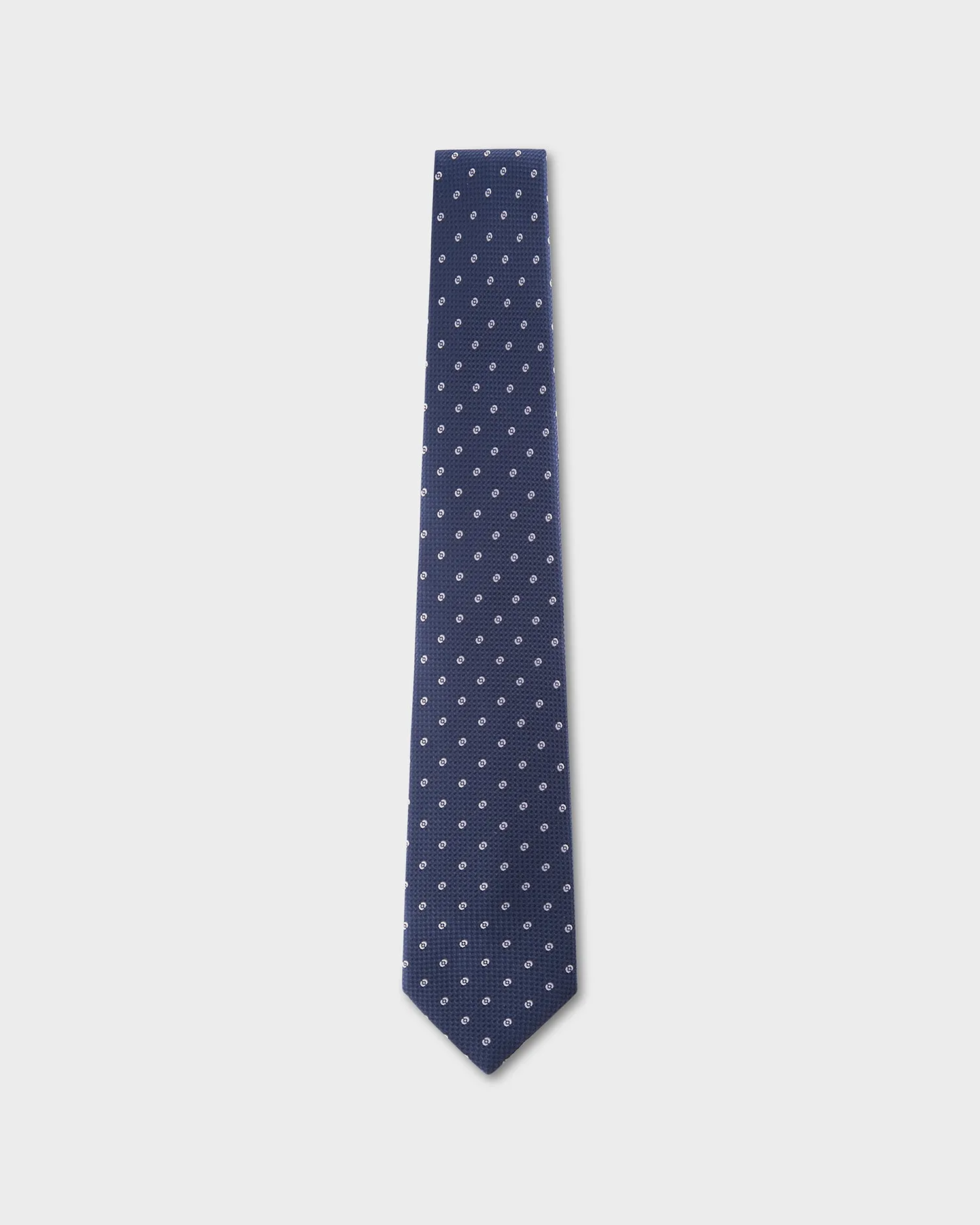 Dark Blue With Deep Green And White Spots Tie