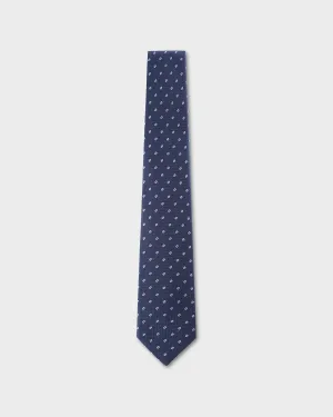 Dark Blue With Deep Green And White Spots Tie