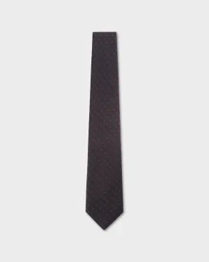 Dark Brown With Blue Micro Spot Pattern Tie