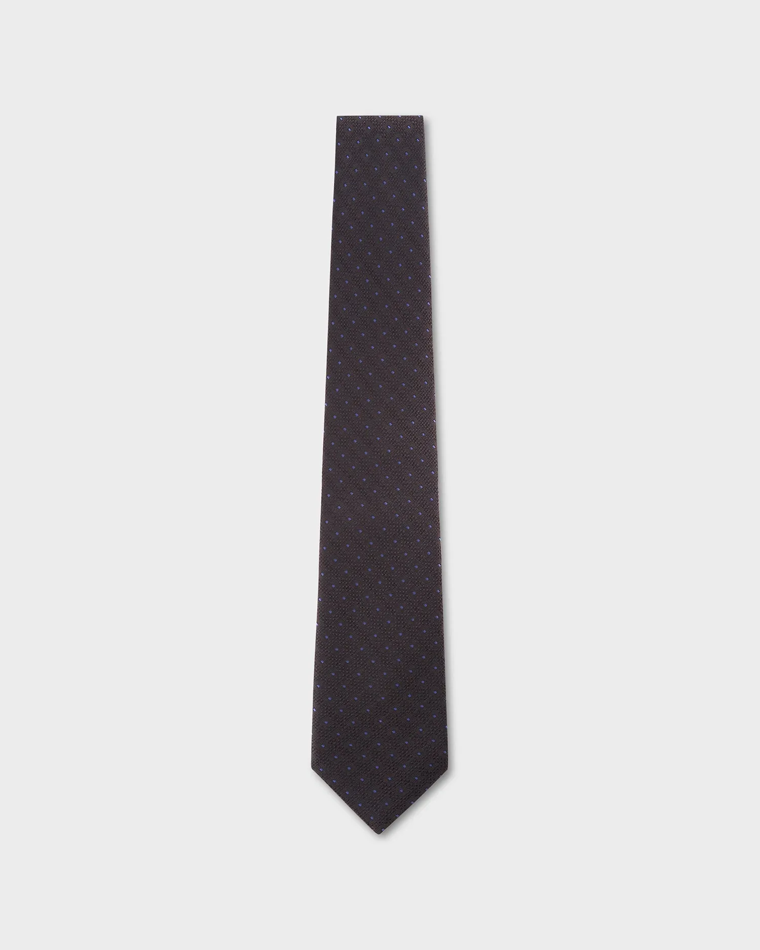 Dark Brown With Blue Micro Spot Pattern Tie