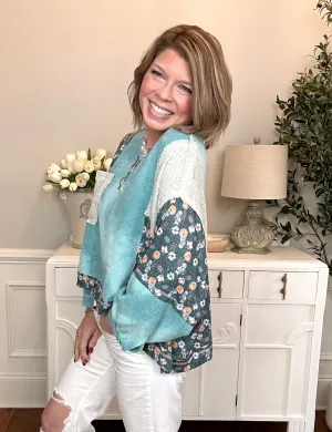 Daydreamer Floral Patch Top | Teal