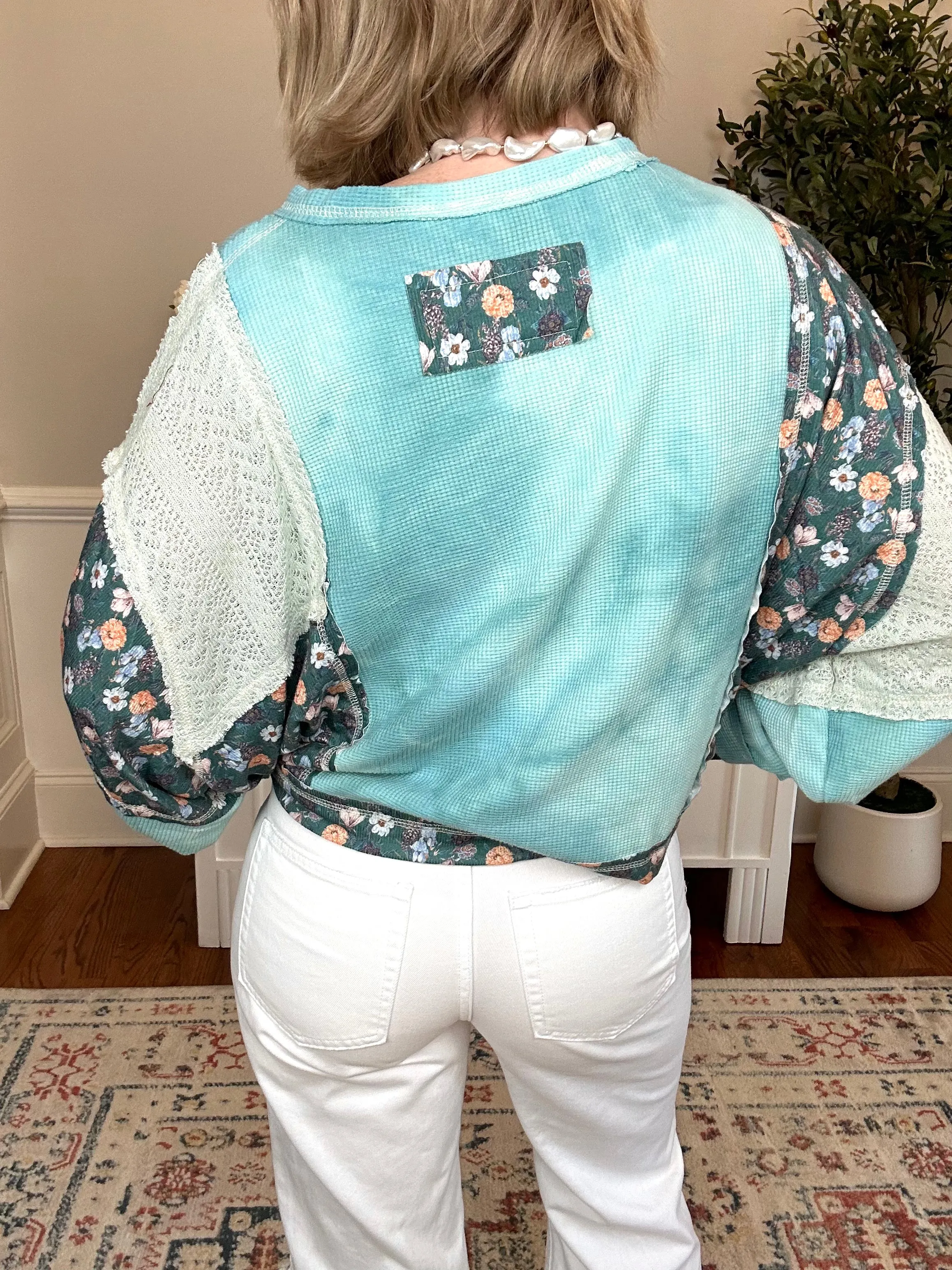 Daydreamer Floral Patch Top | Teal