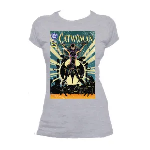 DC Comics Catwoman Cover #55 Retro Official Women's T-shirt (Sports Grey)