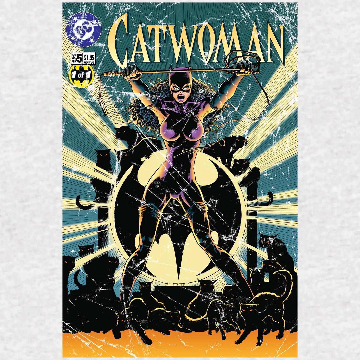 DC Comics Catwoman Cover #55 Retro Official Women's T-shirt (Sports Grey)