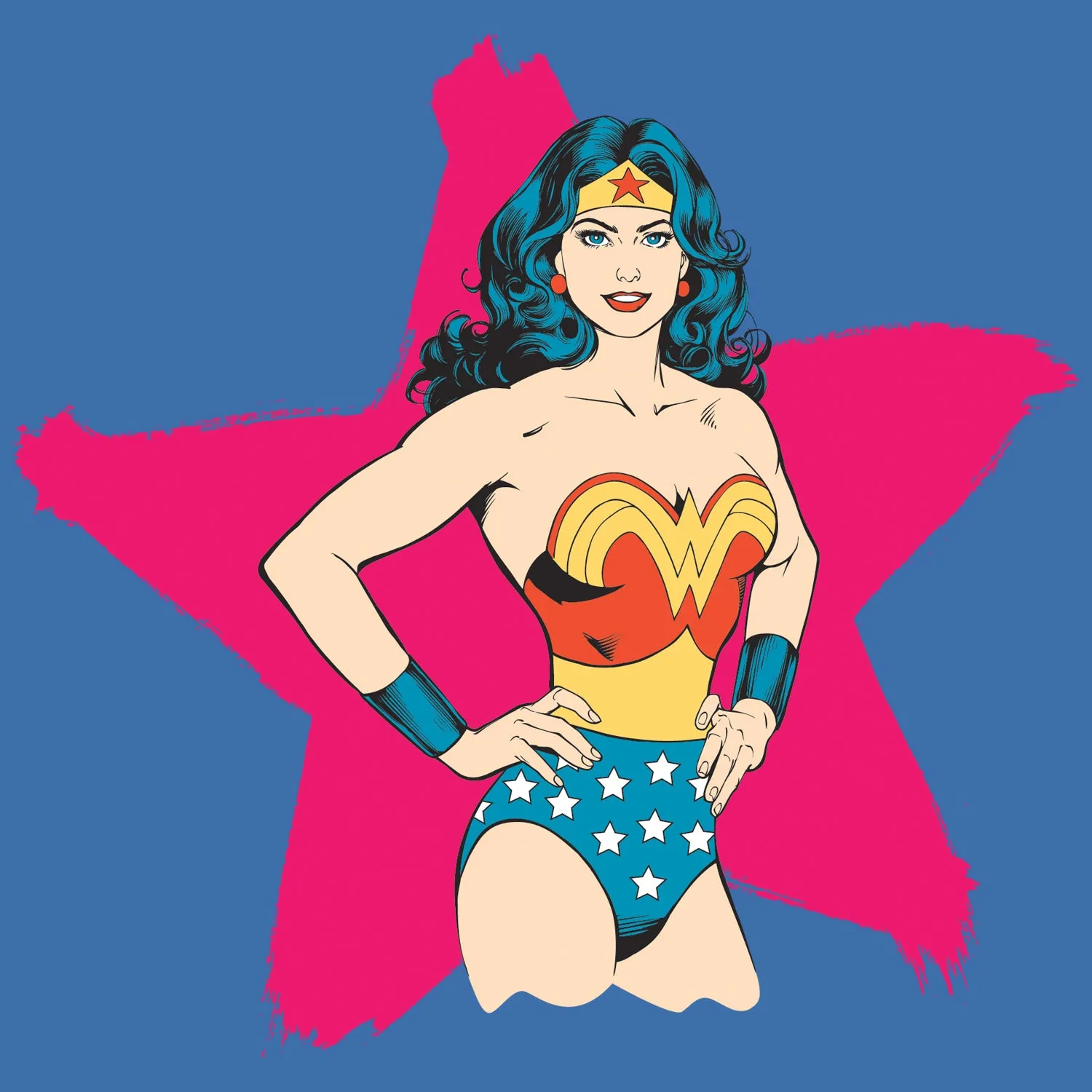 DC Comics Wonder Woman Character Spray Star Official Women's T-shirt